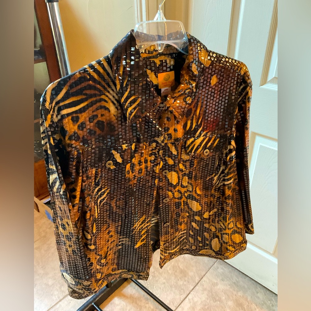 Cool texture animal print Ruby Rd Plus Size Jacket